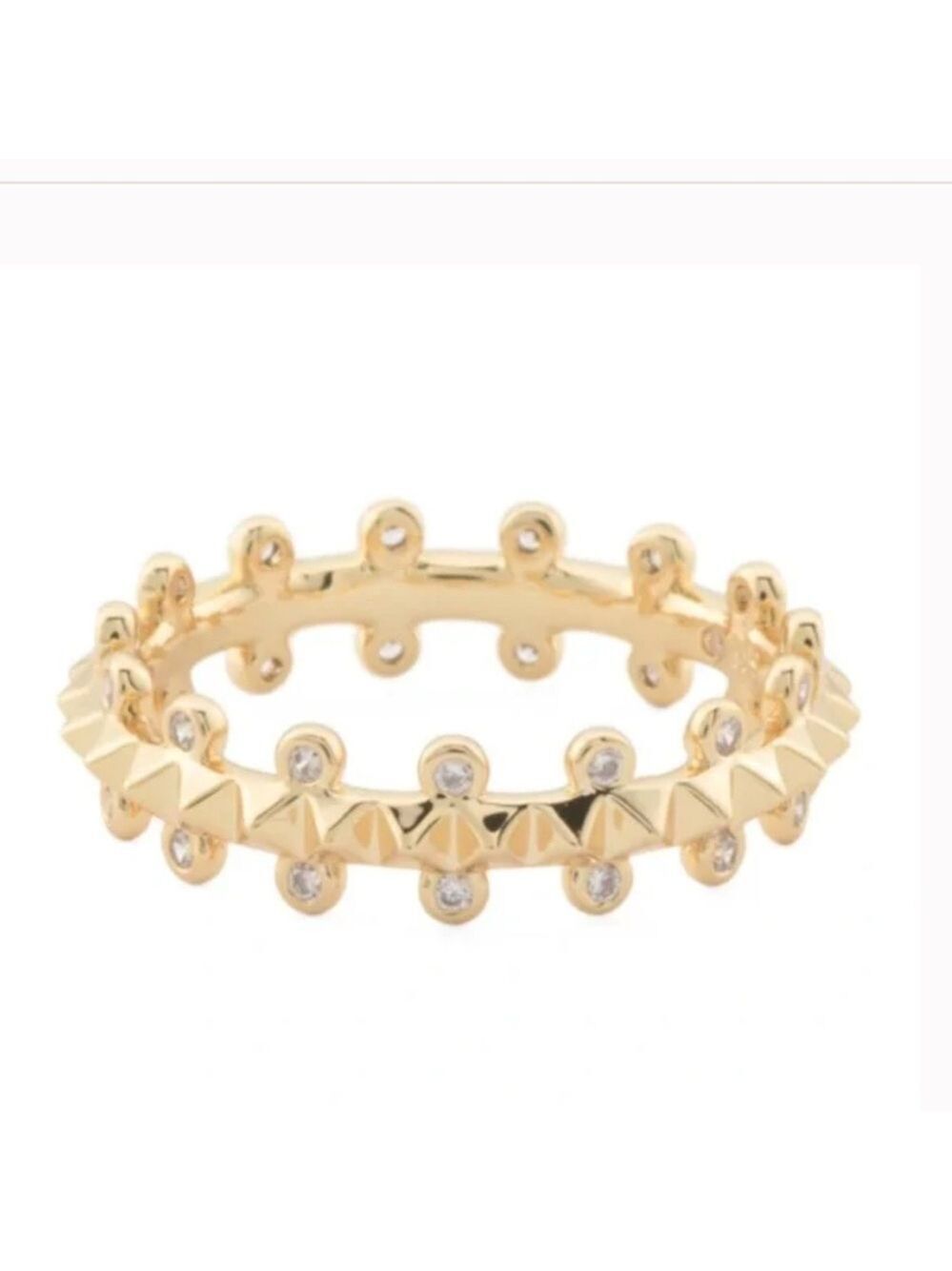 Kendra Scott Jada Gold Band Ring In White CZ 7 New
